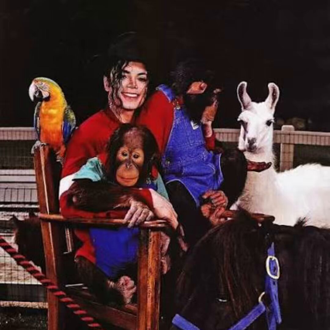 Michael Jackson and his animals in 1983
