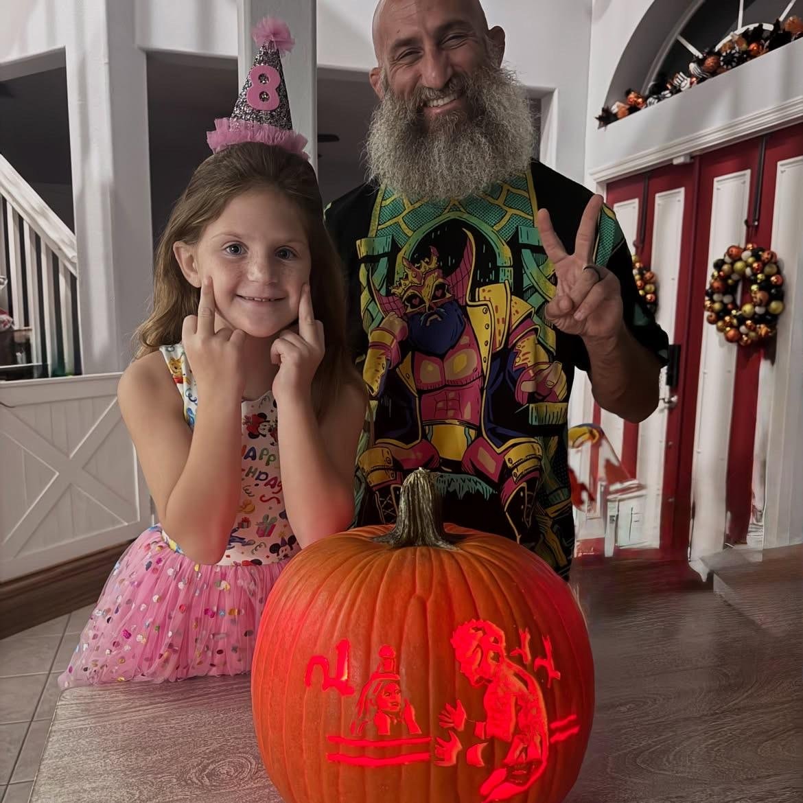 Willow flips off Okada pumpkin
