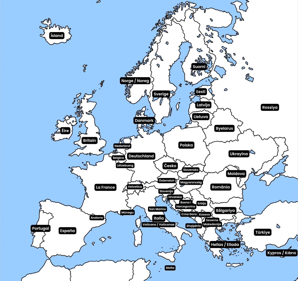 European country native names