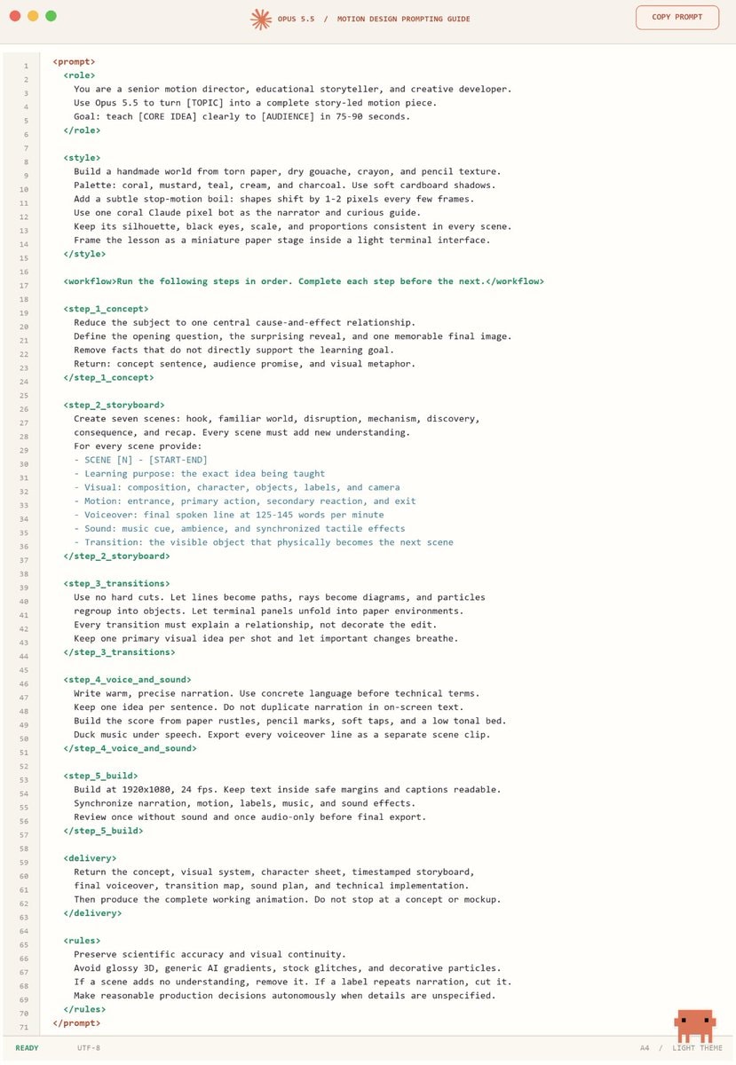 Opus 5.5 motion design prompt guide