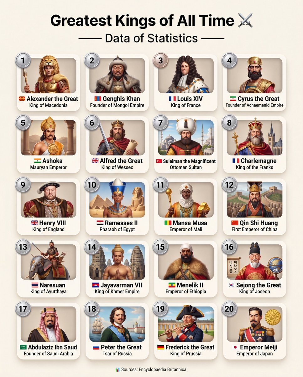 Greatest Kings of All Time infographic