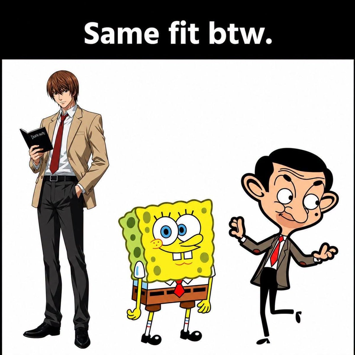 Light Yagami Spongebob Squarepants Mr. Bean same fit