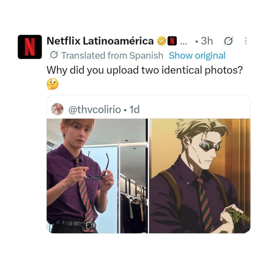 Taehyung Nanami comparison reposted by Netflix (photo 2 of 2)