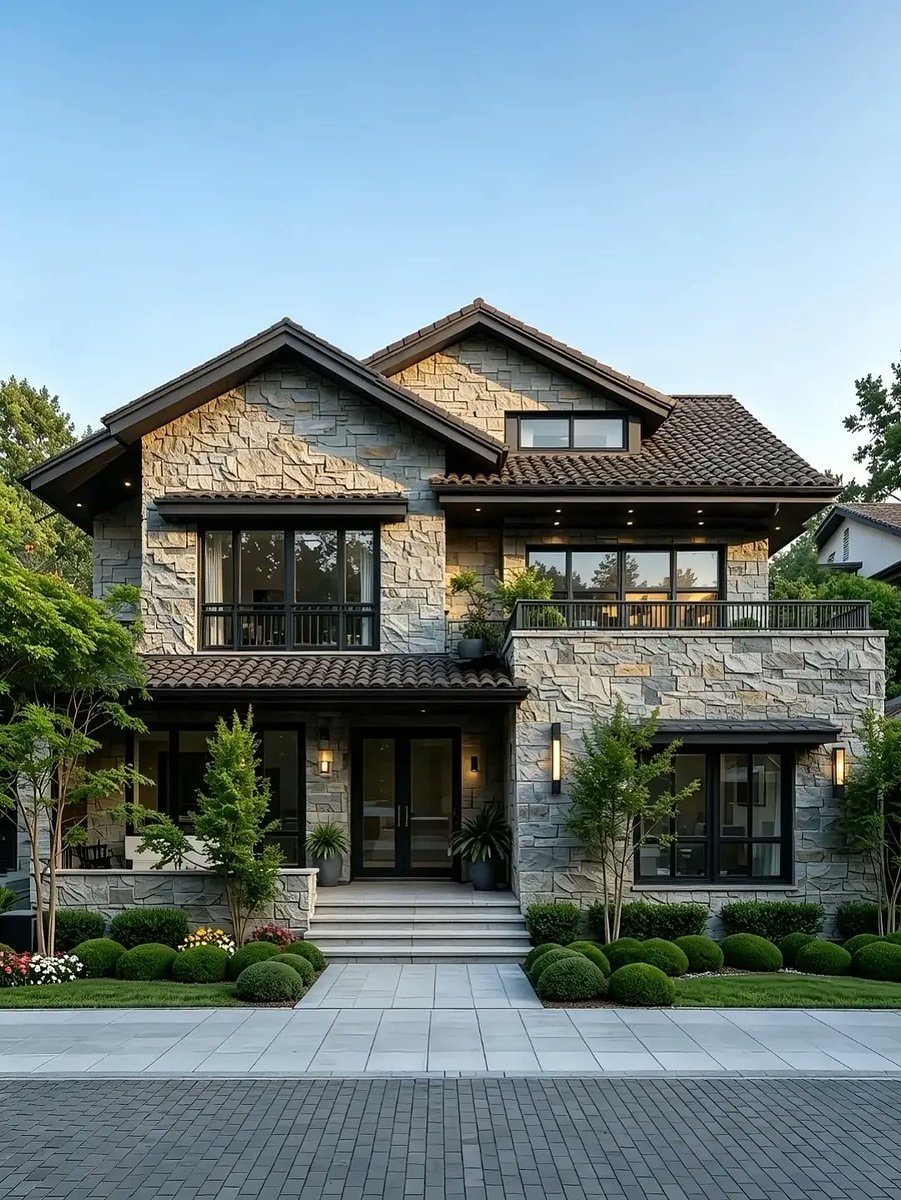 modern stone house