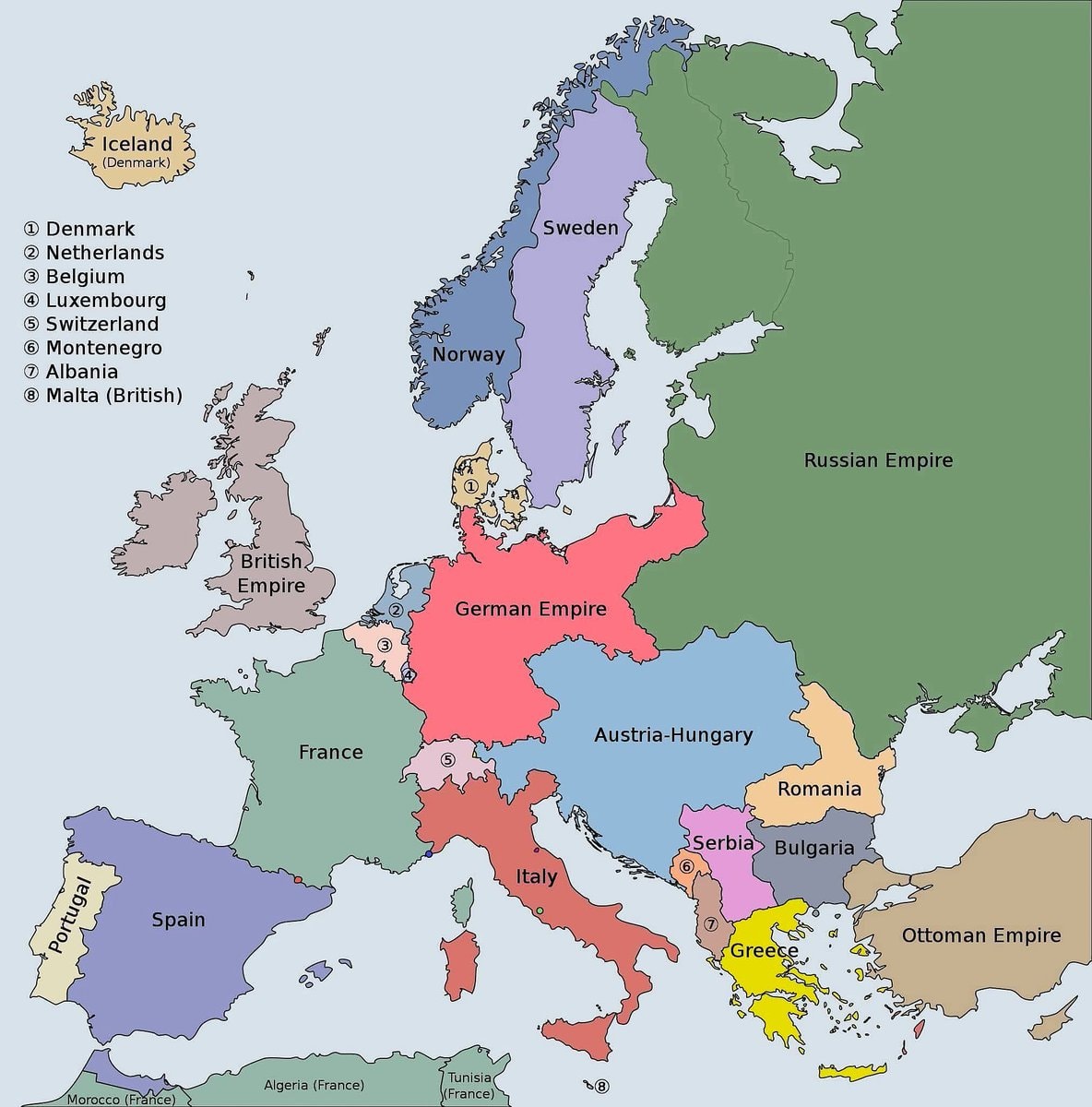 Europe map 1914