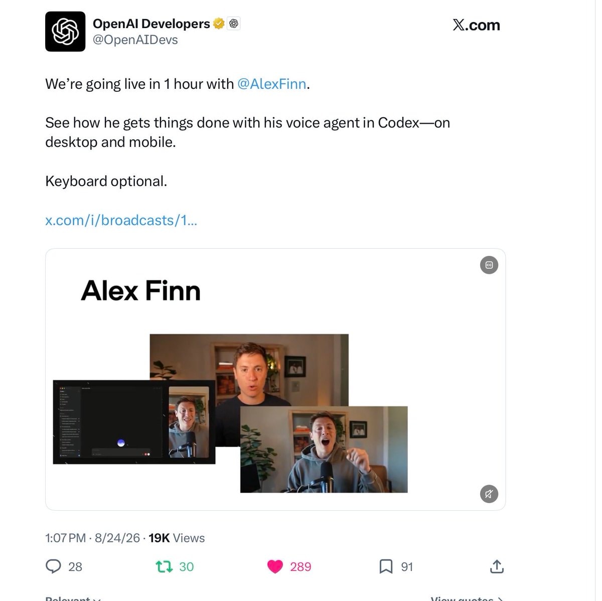 Alex Finn opinion on sharing passions