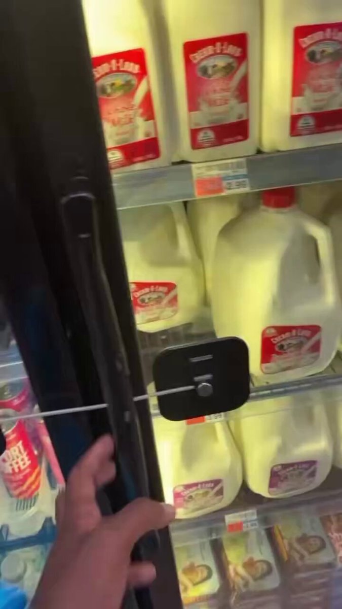 Cream-O-Line milk behind locked glass Cream-O-Line milk behind locked glass