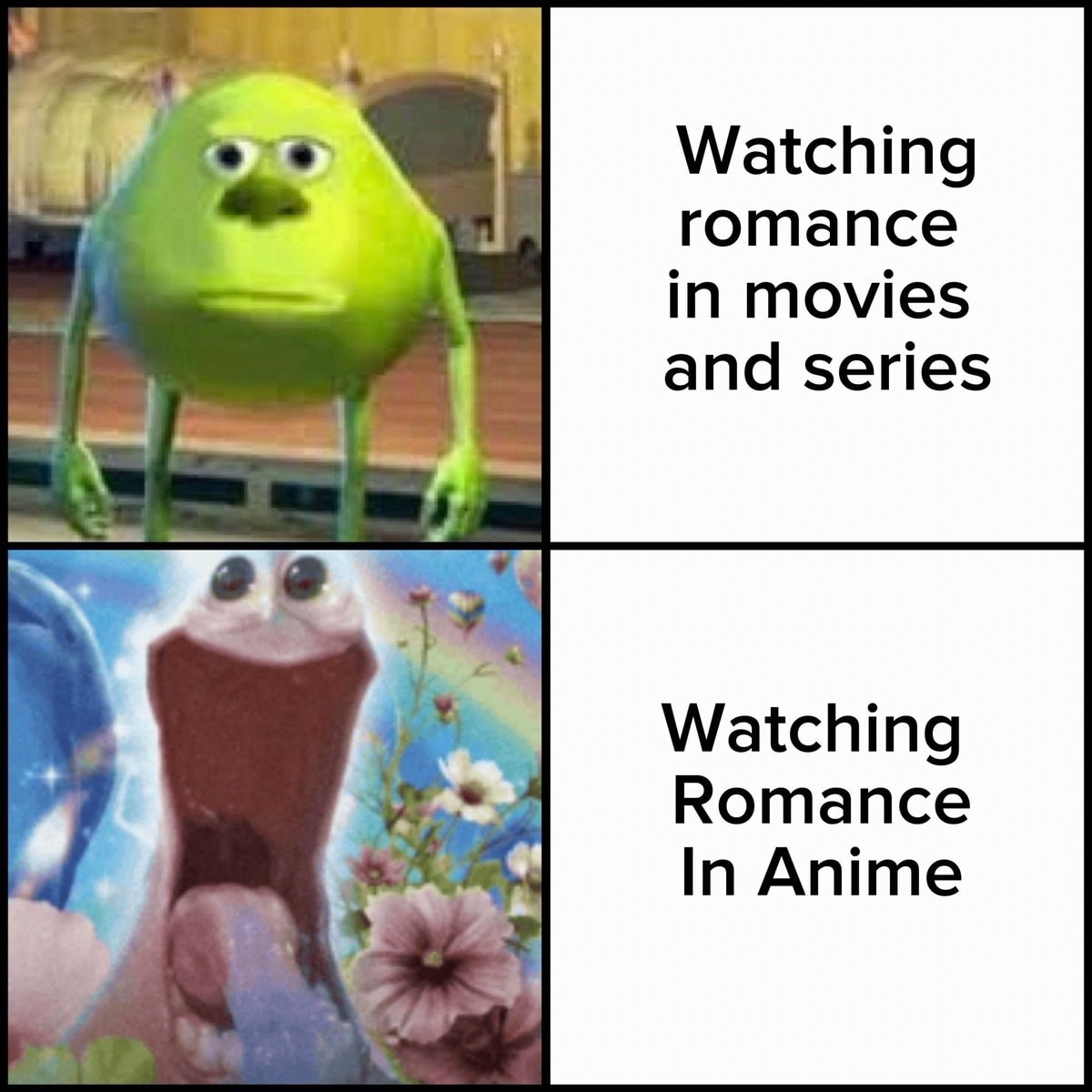 Mike Wazowski Patrick Star anime romance meme