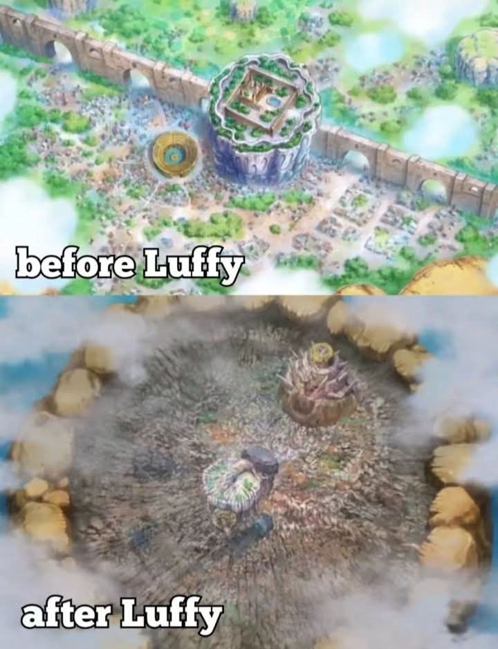 Marine propaganda before and after Luffy