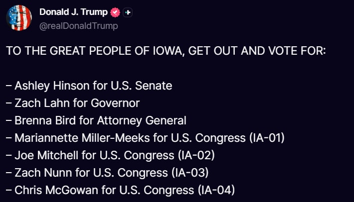 Trump 2026 Midterm Endorsements Texas Nevada Iowa Ohio (photo 3 of 4)