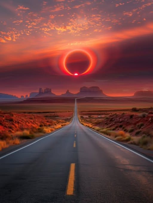 Solar halo over Monument Valley