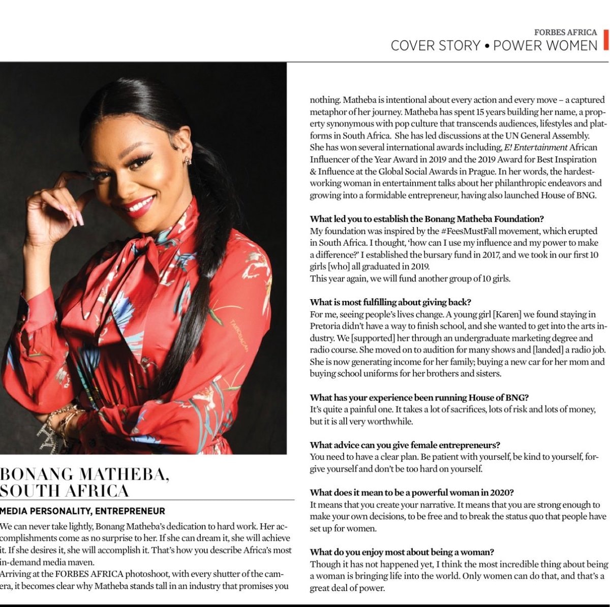 Bonang Matheba Forbes Africa 50 Most Powerful Women (photo 2 of 2)