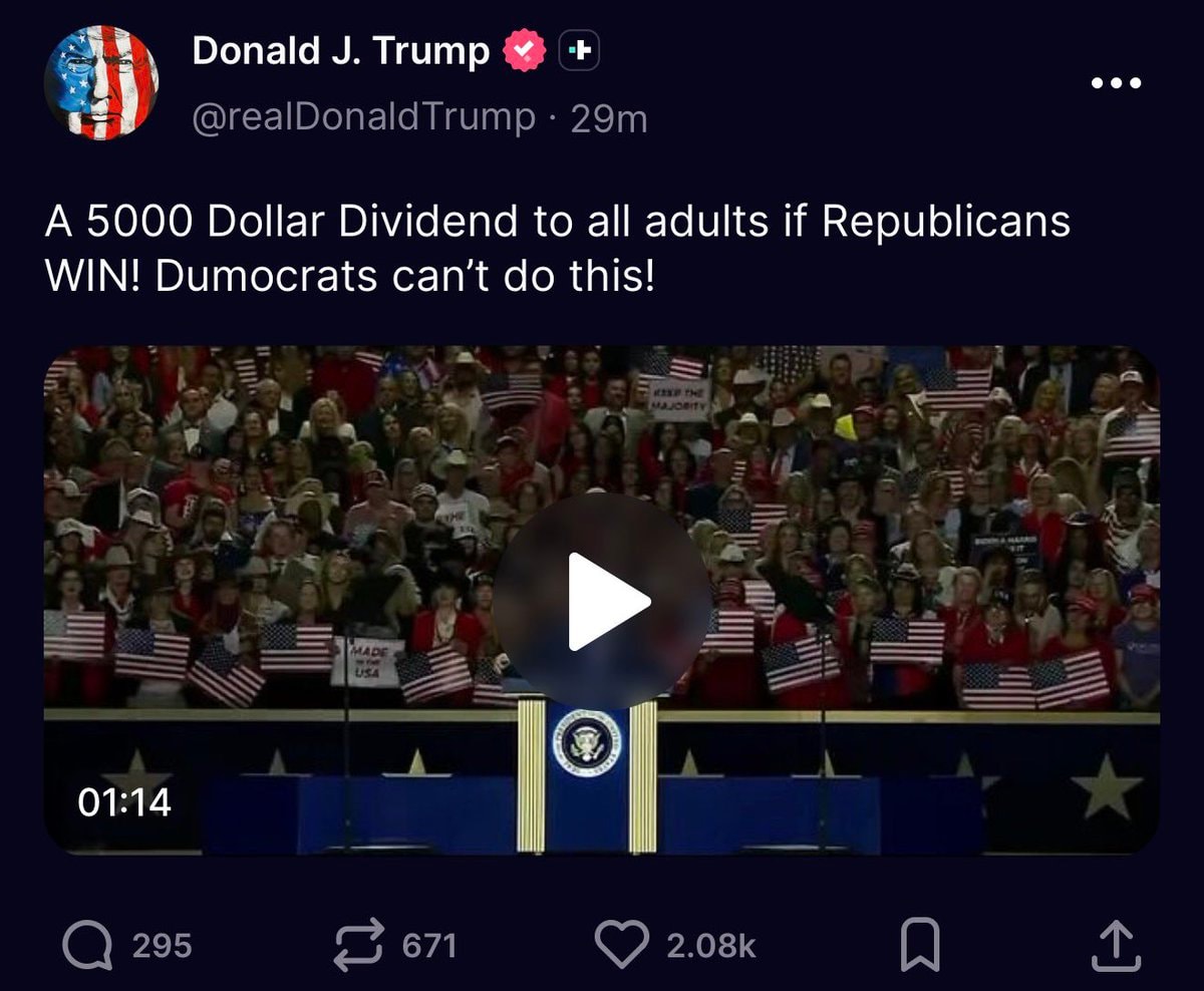 Trump Truth Social dividend claim