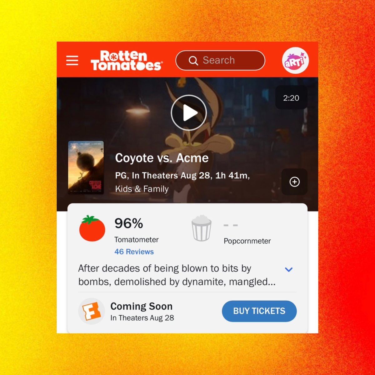 Coyote vs. Acme Rotten Tomatoes (photo 2 of 2)