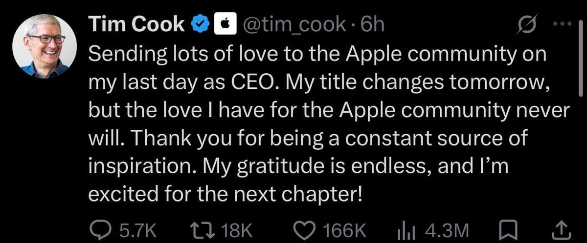 Tim Cook final day as Apple CEO Tim Cook final day as Apple CEO