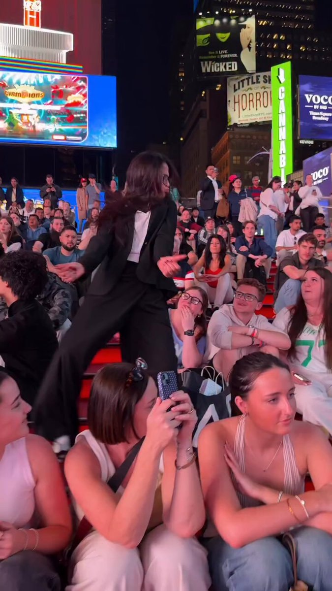 Dancing to MJ's music in Times Square