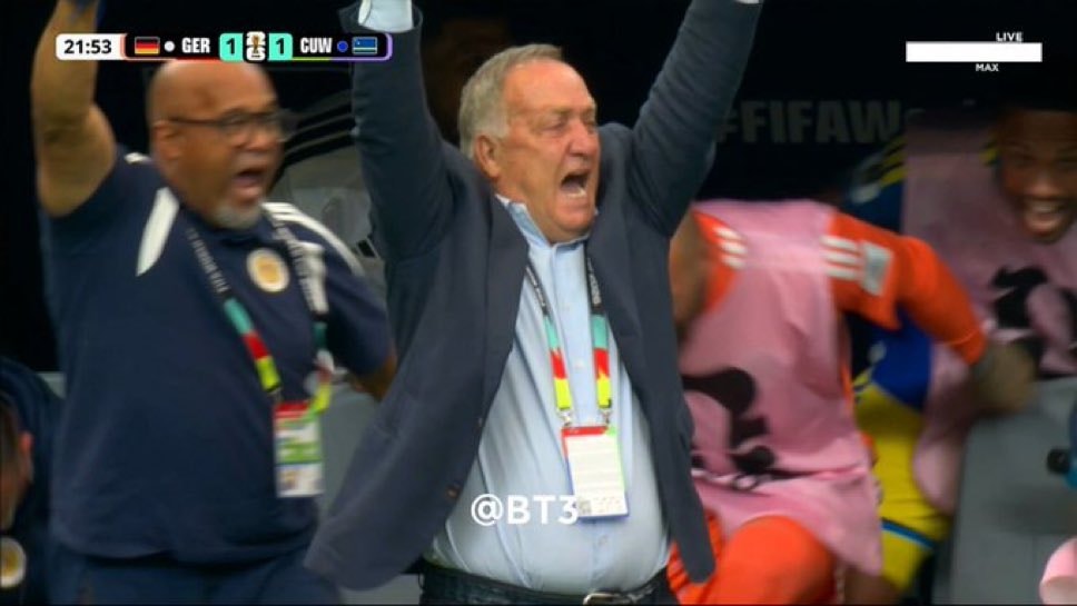 Dick Advocaat Curaçao first World Cup goal celebration