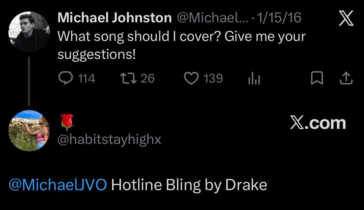 Michael Johnston Hotline Bling cover suggestion