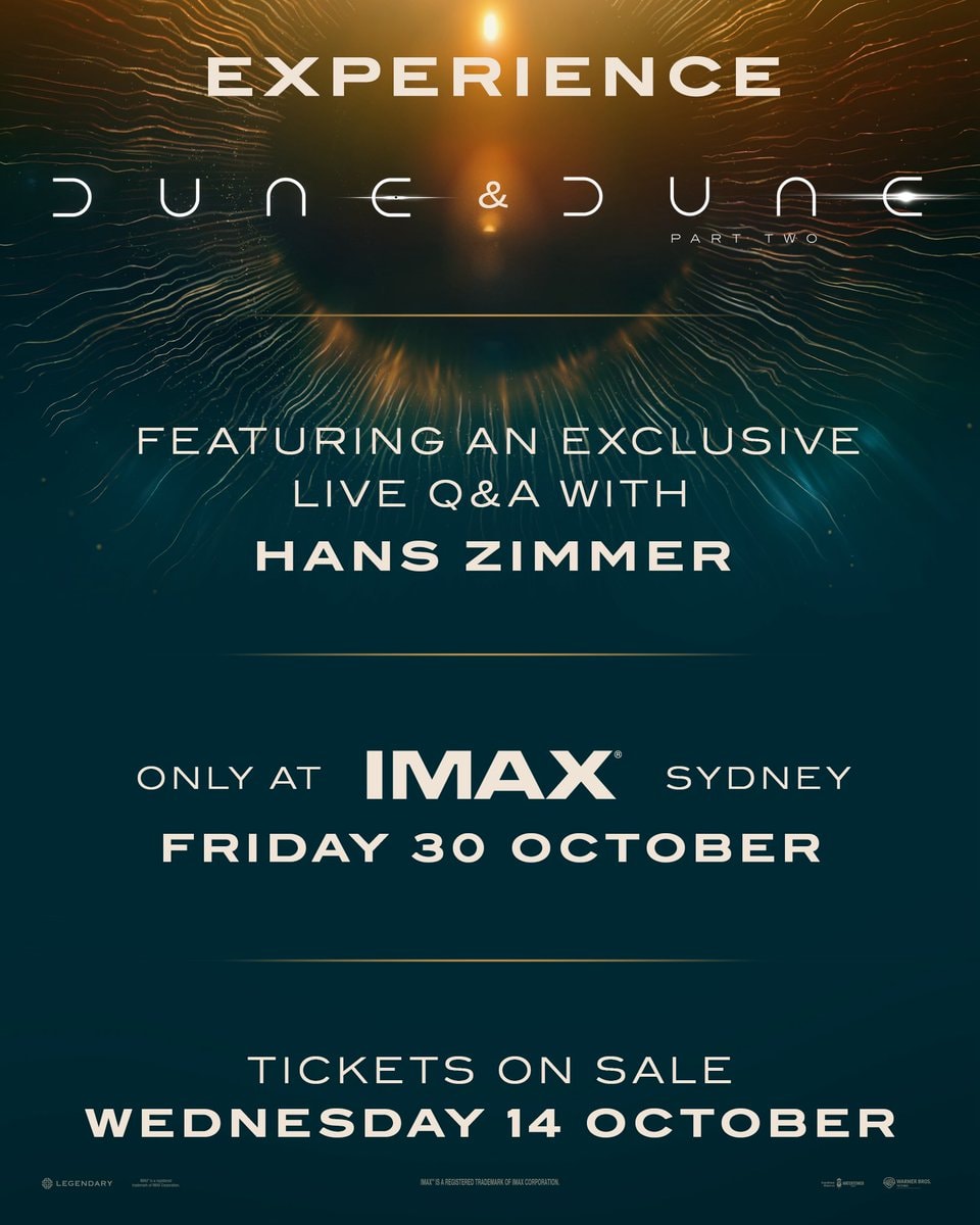 Dune & Dune Part Two Double Bill Hans Zimmer IMAX Sydney