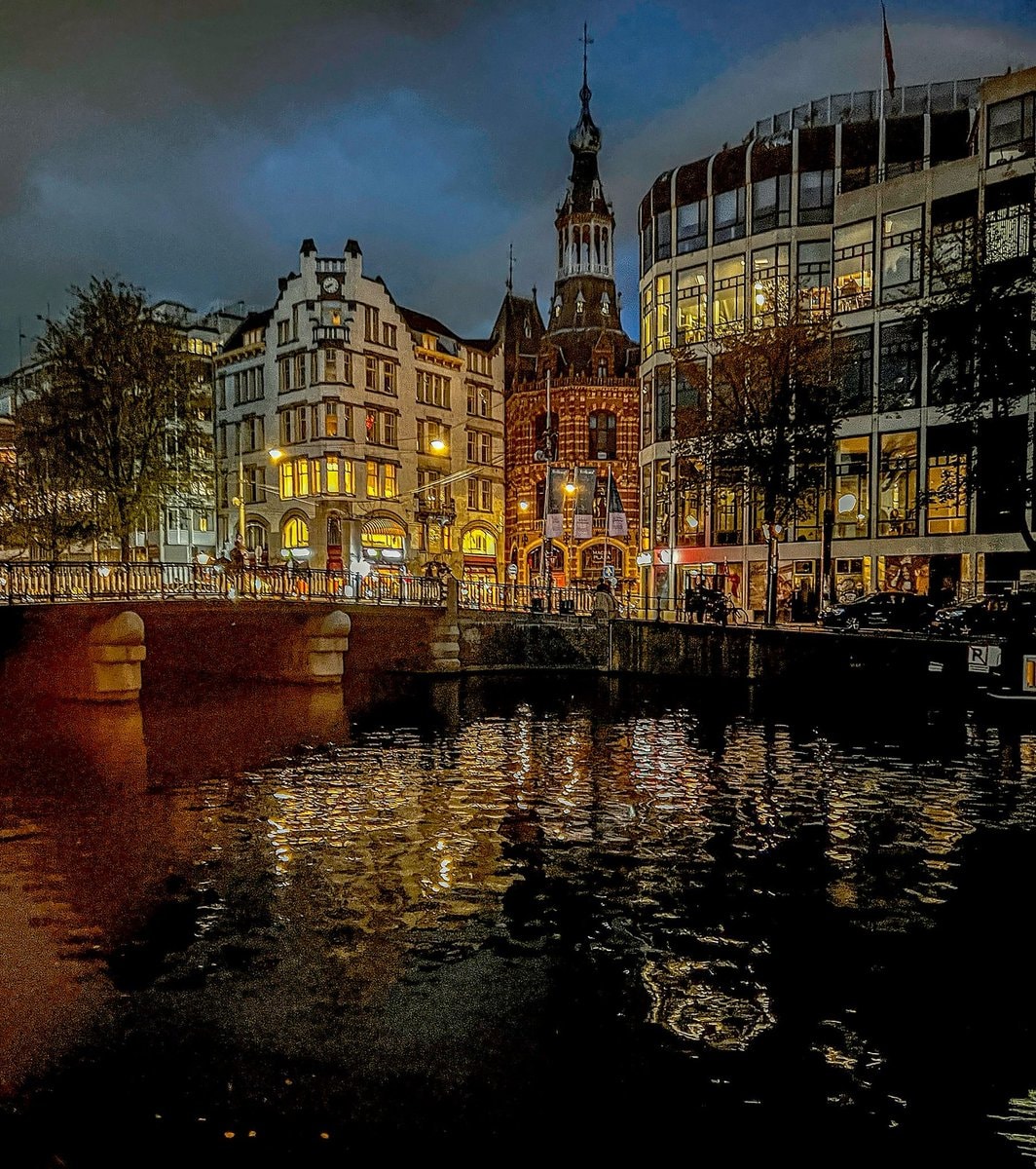 Amsterdam canal at night