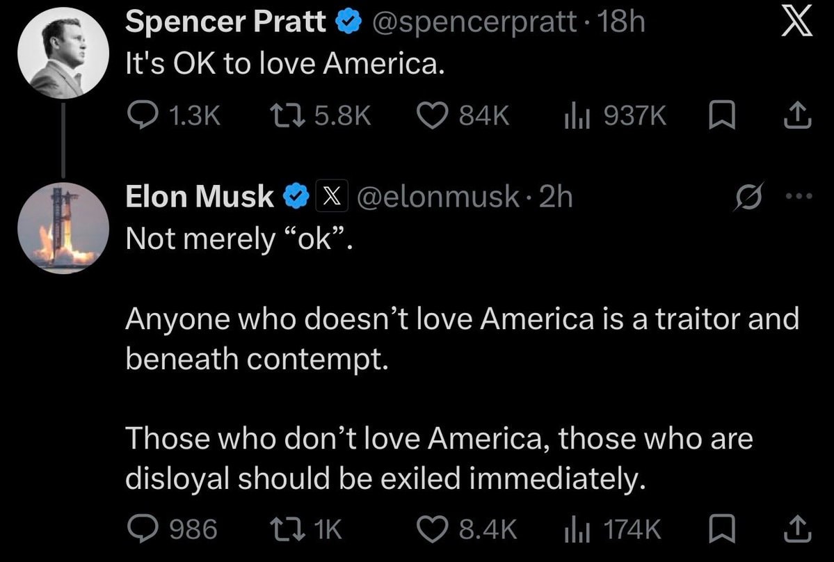 Elon Musk America traitor exile