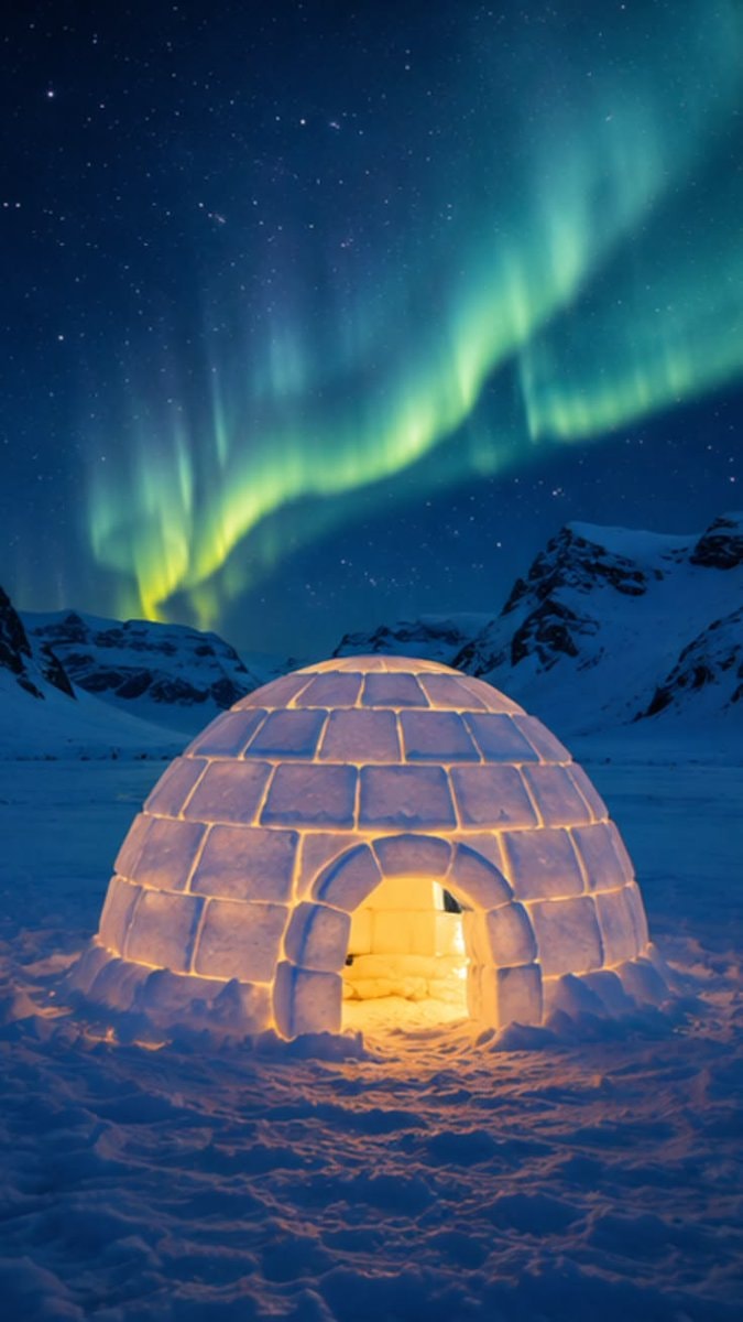 Igloo Under the Northern Lights