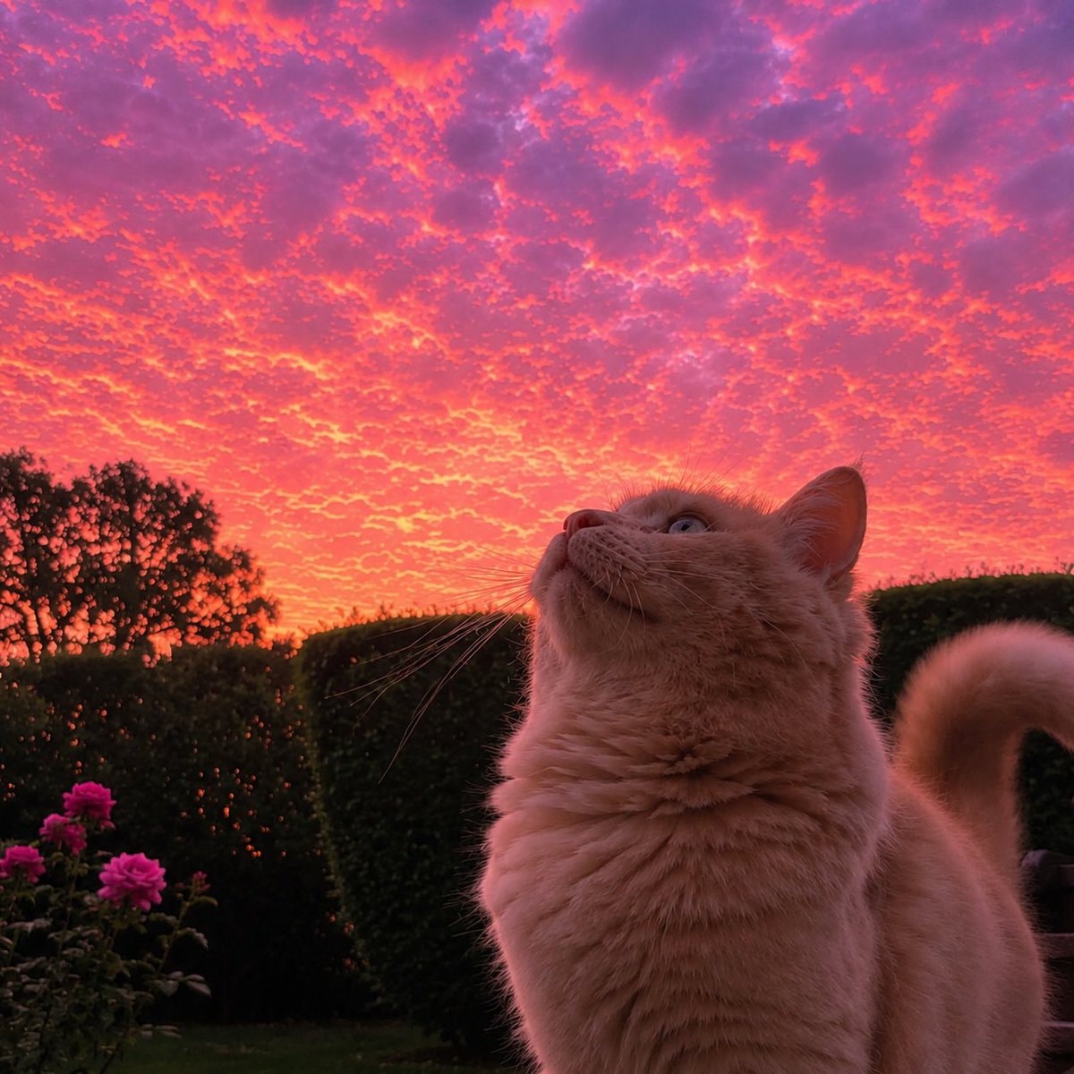 Cat watching sunset Cat watching sunset