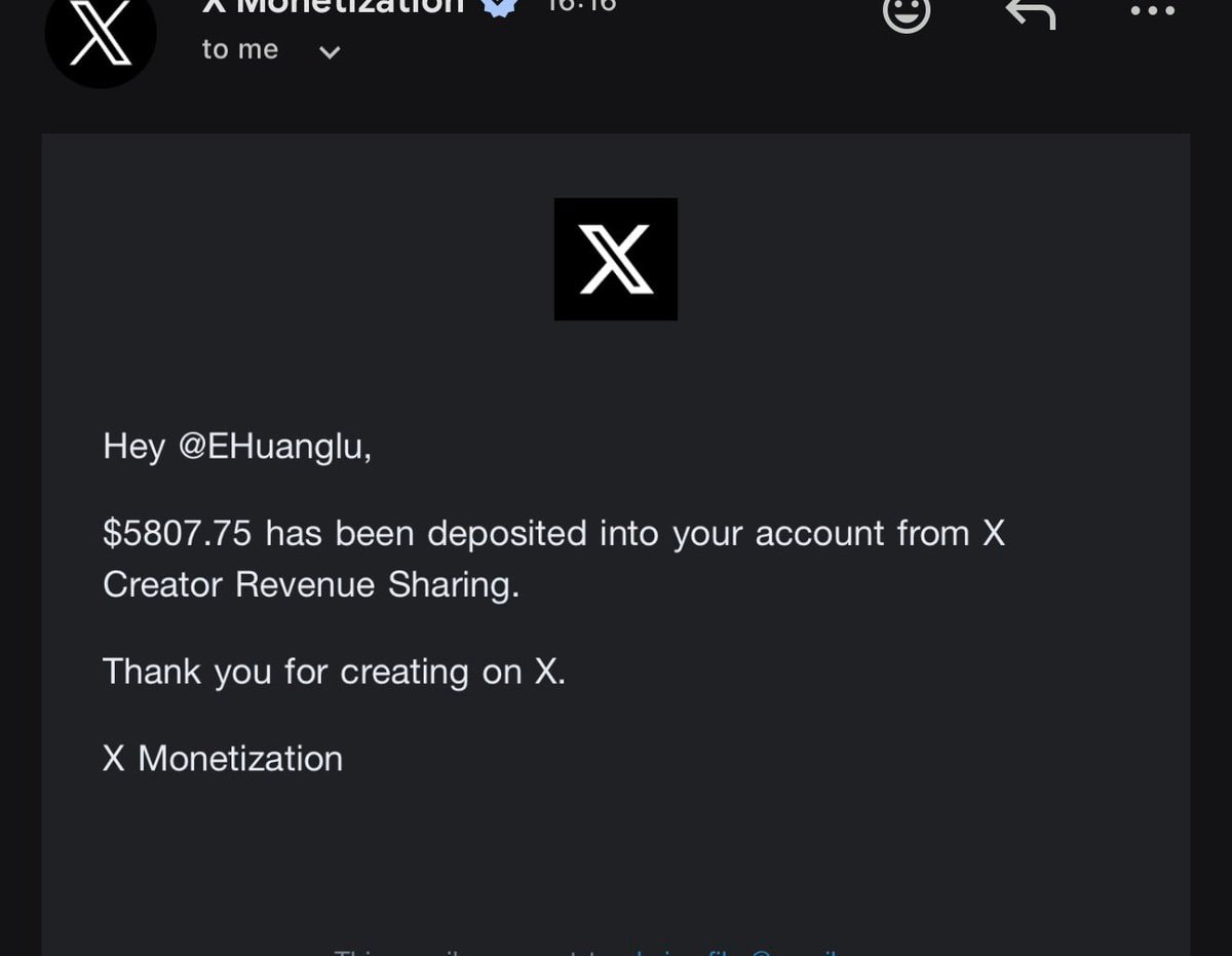 X Creator Revenue Sharing deposit $5807.75 X Creator Revenue Sharing deposit $5807.75
