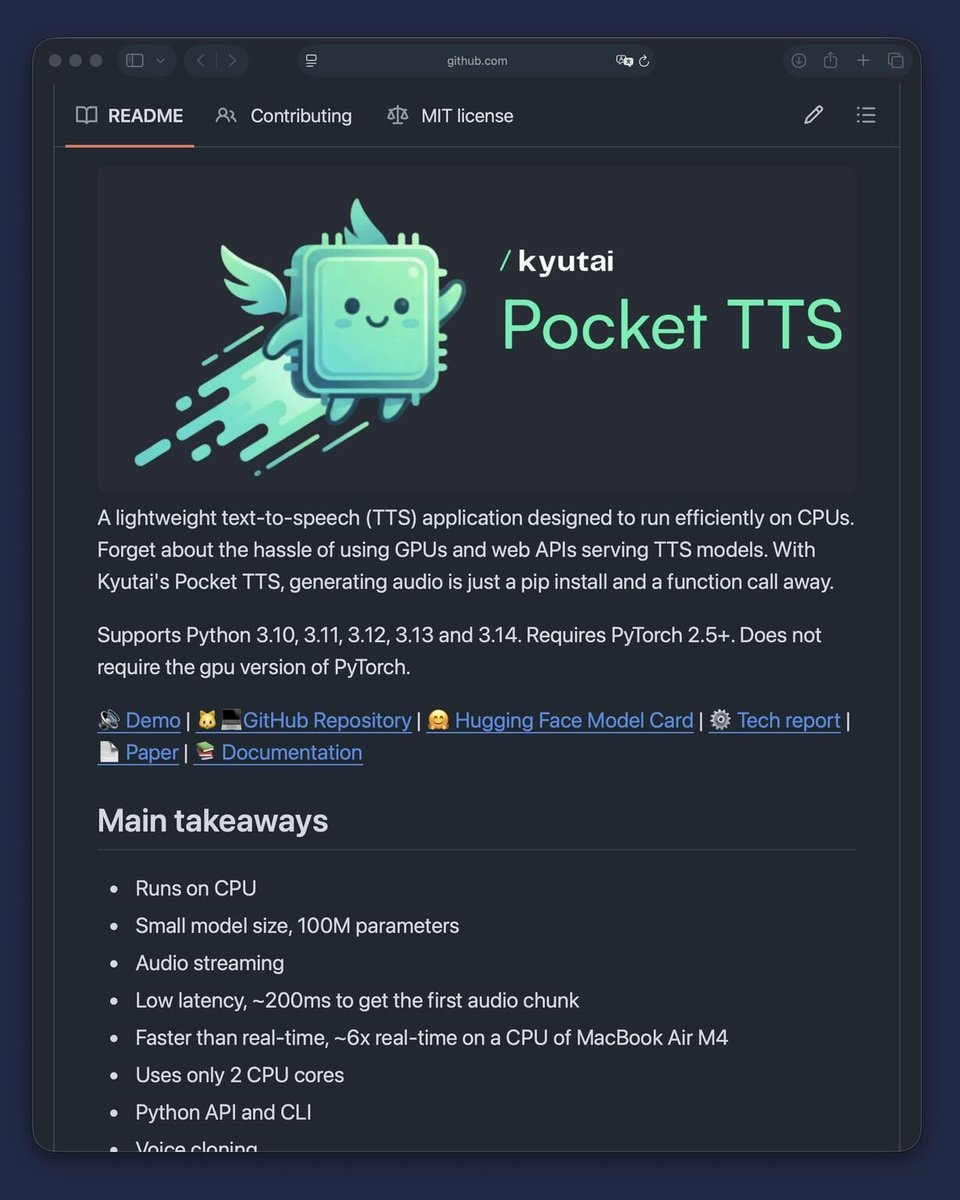 Pocket TTS GitHub README Pocket TTS GitHub README