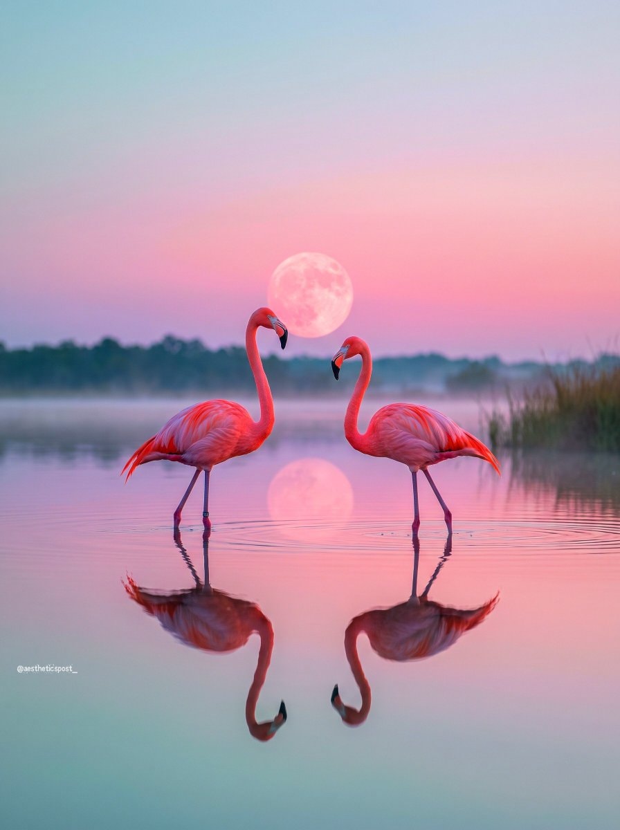 flamingos pink moon
