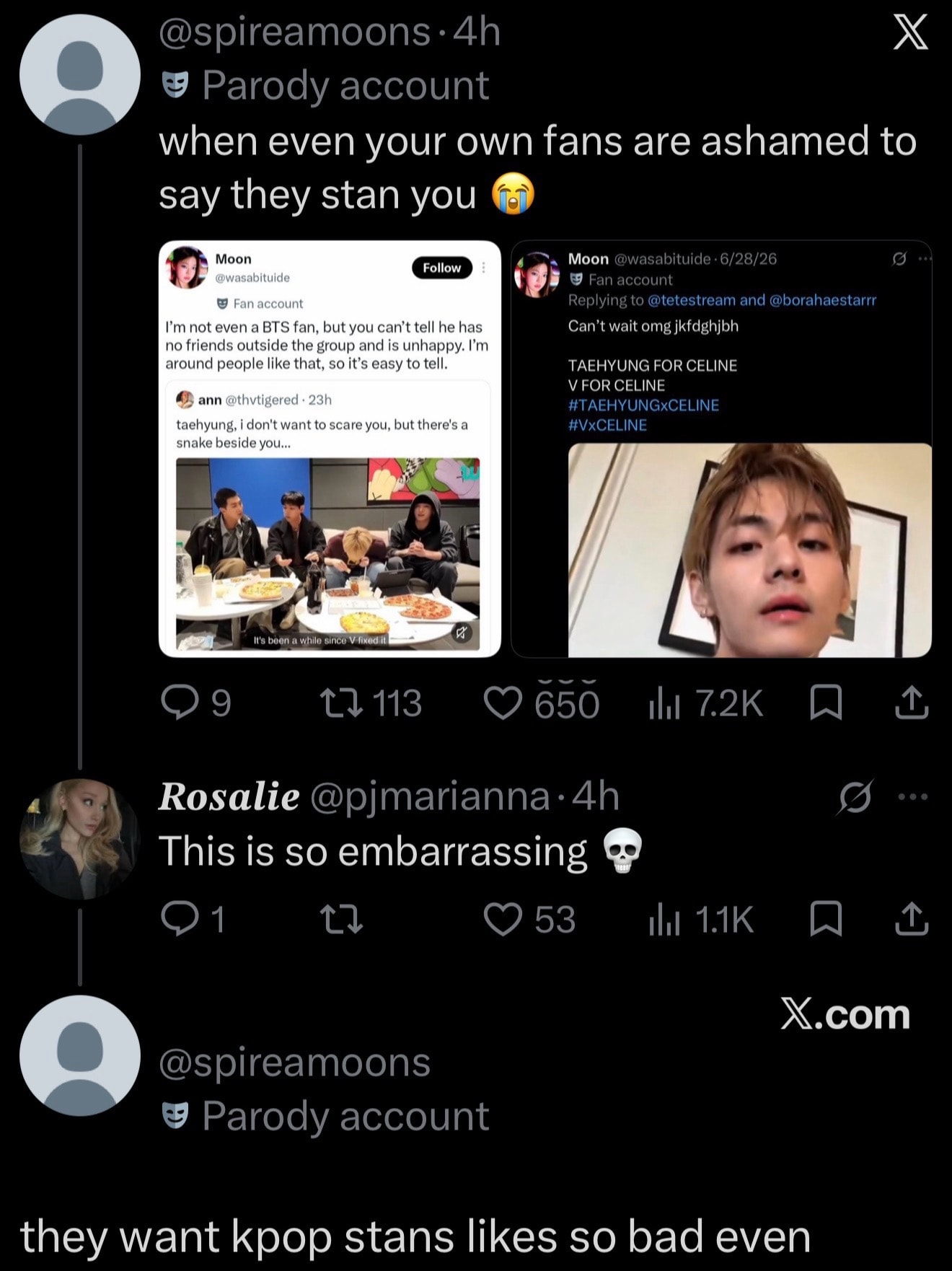 BTS parody account mockery BTS parody account mockery