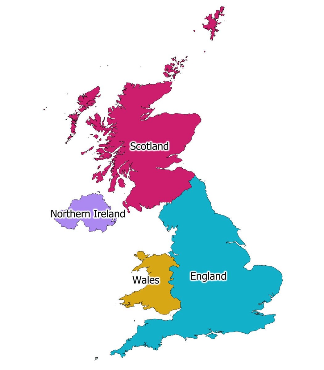 UK regions map Scotland Northern Ireland Wales