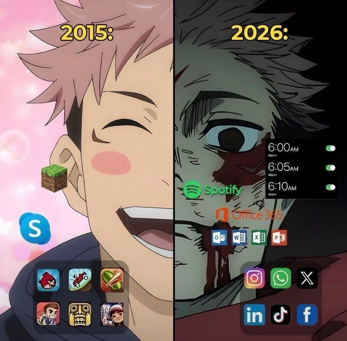 Anime characters 2015 vs 2026