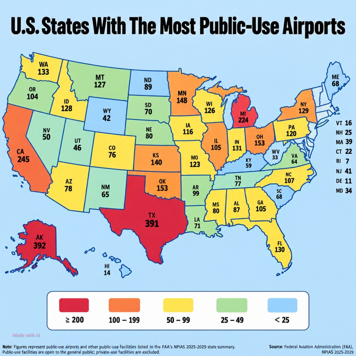 US states with the most public-use airports US states with the most public-use airports