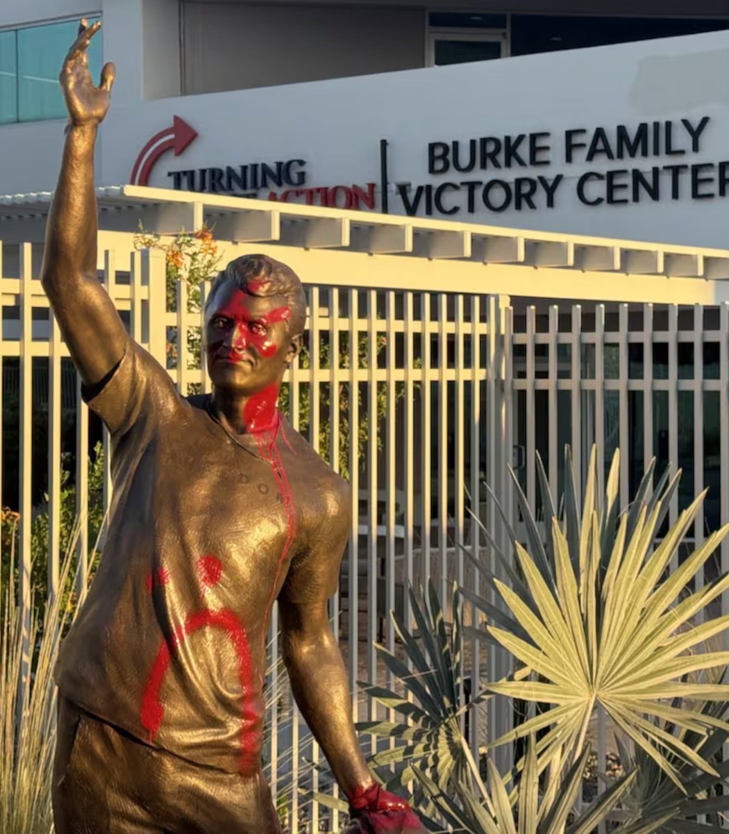 Charlie Kirk statue vandalism (photo 2 of 2)
