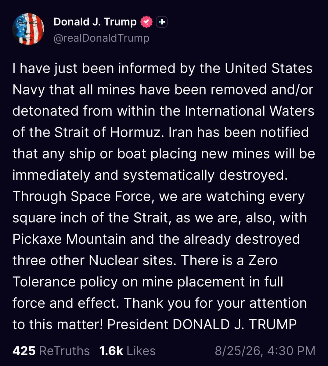 Trump on Iranian ships and mines