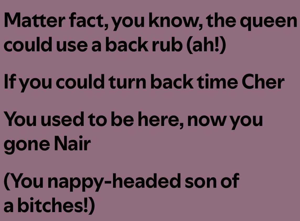 Cher Nicki Minaj Did It On Em lyric mixup (photo 2 of 2)