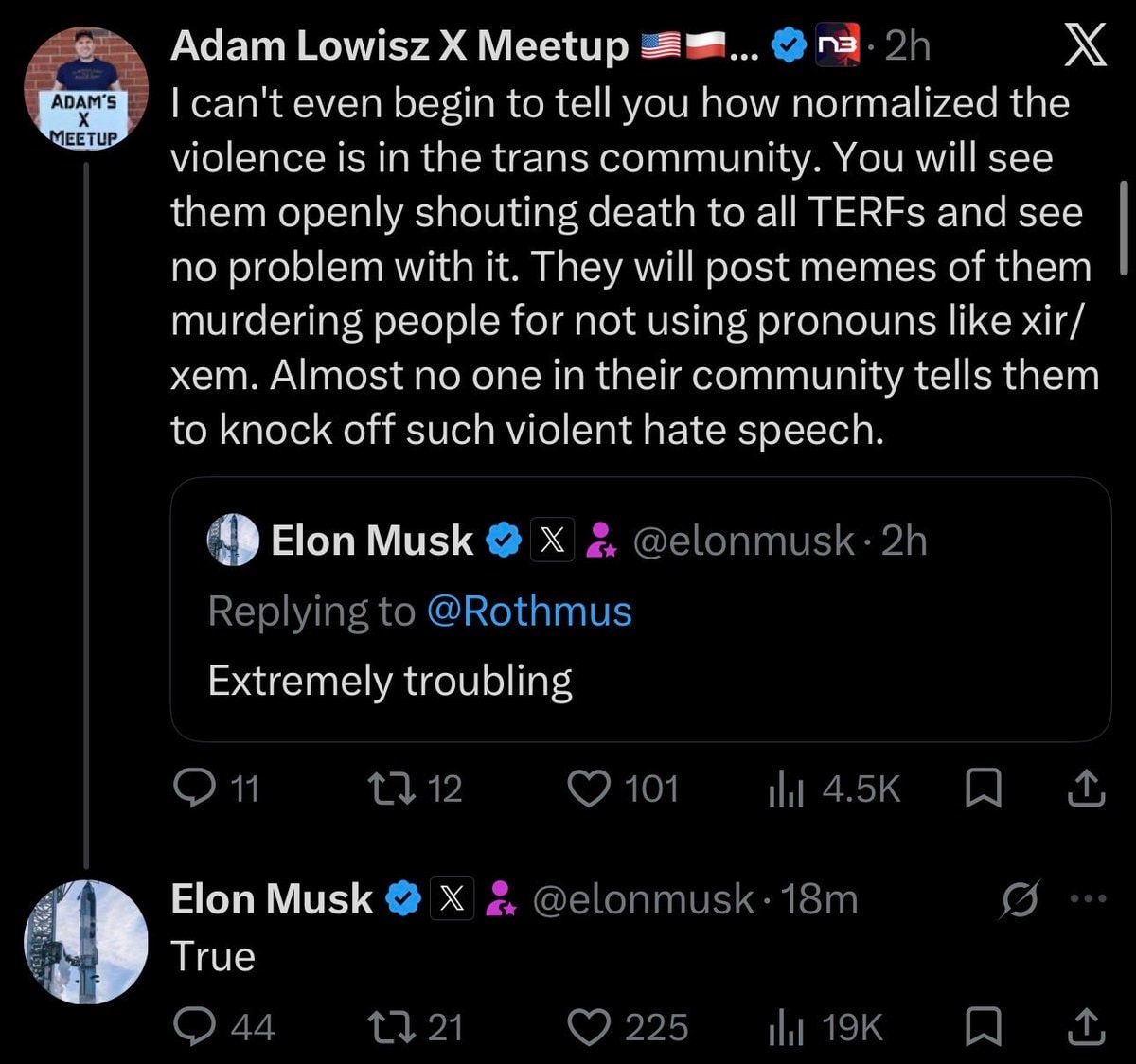 Elon Musk on trans community violence Elon Musk on trans community violence