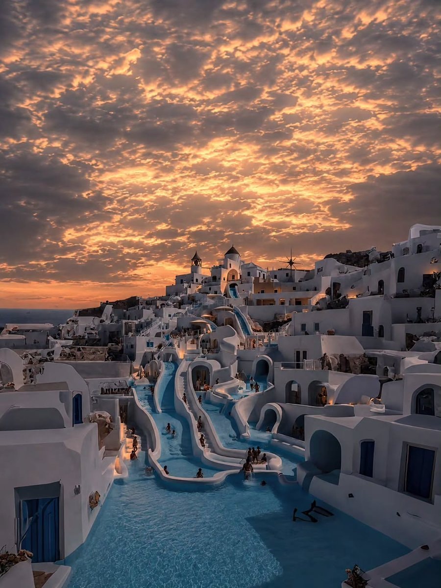 Santorini resort water slides