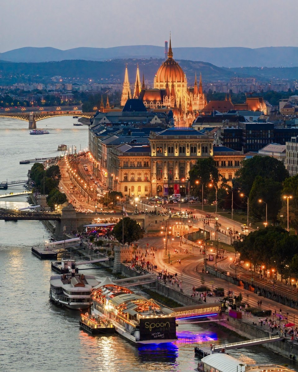 Budapest Hungary cityscape at dusk