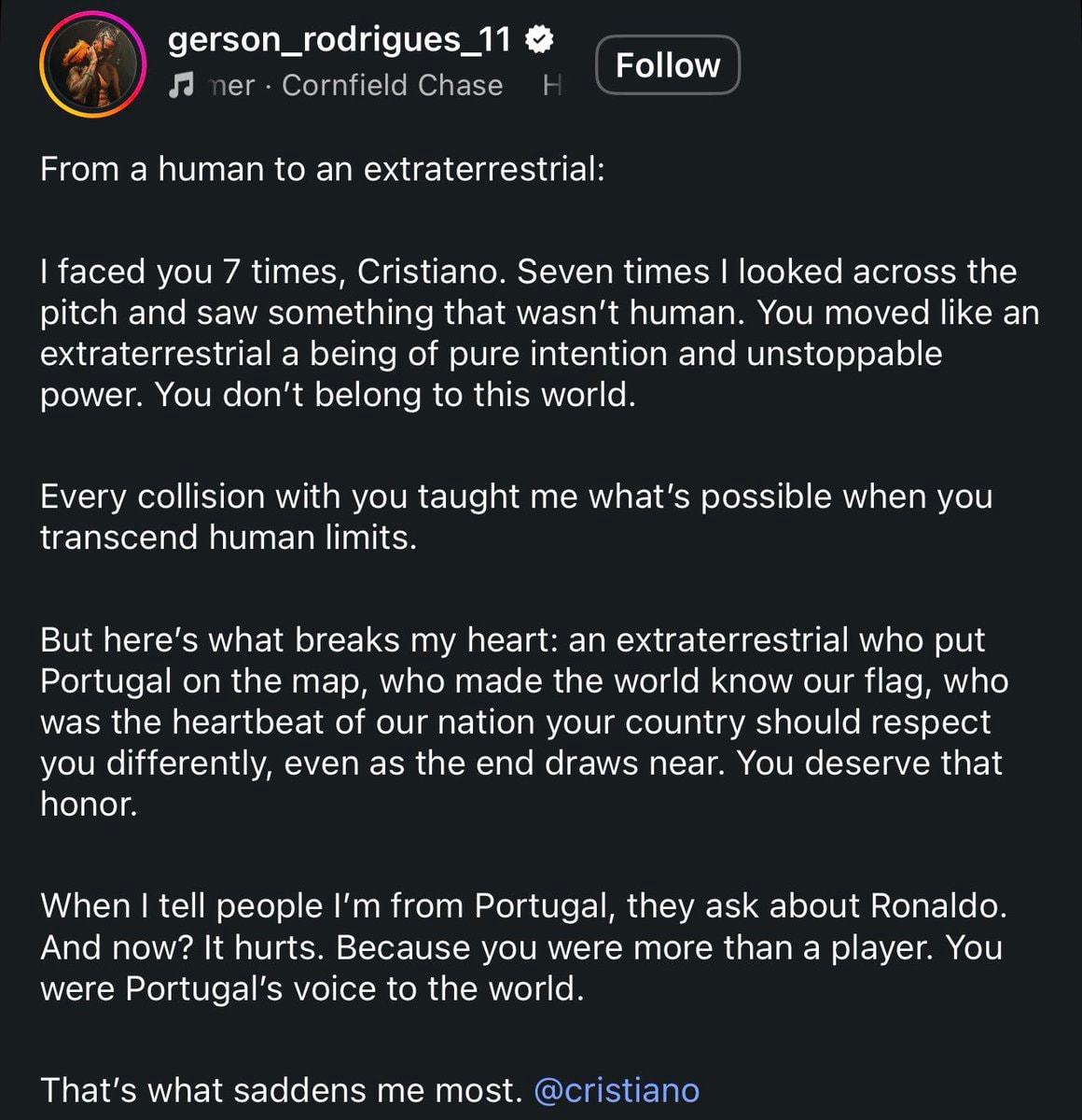 Gerson Rodrigues tribute to Cristiano Ronaldo (photo 2 of 2) Gerson Rodrigues tribute to Cristiano Ronaldo (photo 2 of 2)