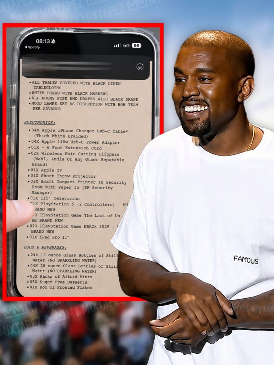 Kanye West backstage requirements