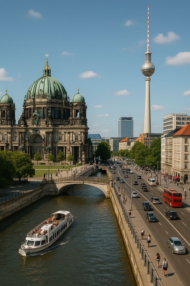 Cathedral with Green Domes by River (photo 2 of 4)