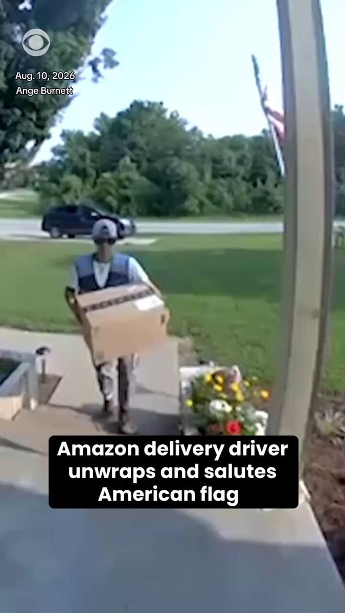 Amazon driver salutes US flag
