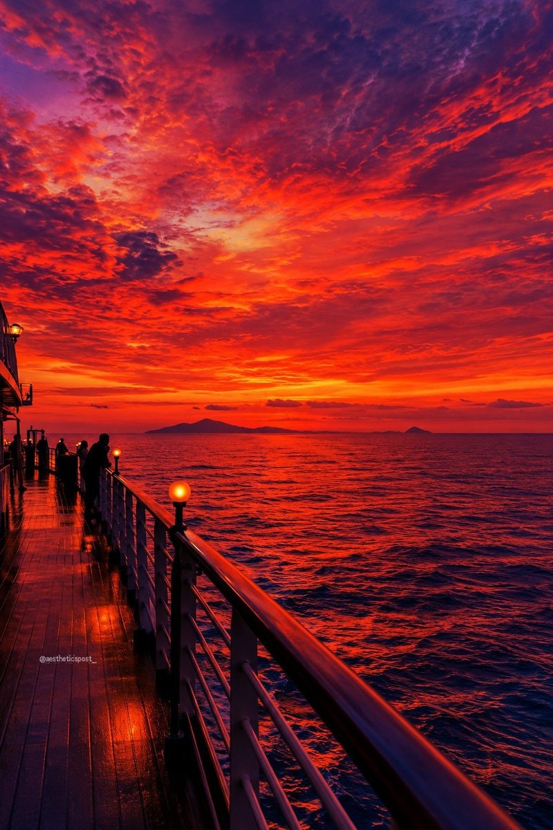 sunset from ship deck