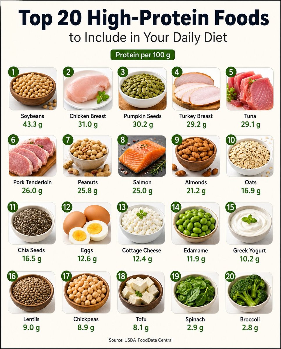 Top 20 High-Protein Foods to Include in Your Daily Diet