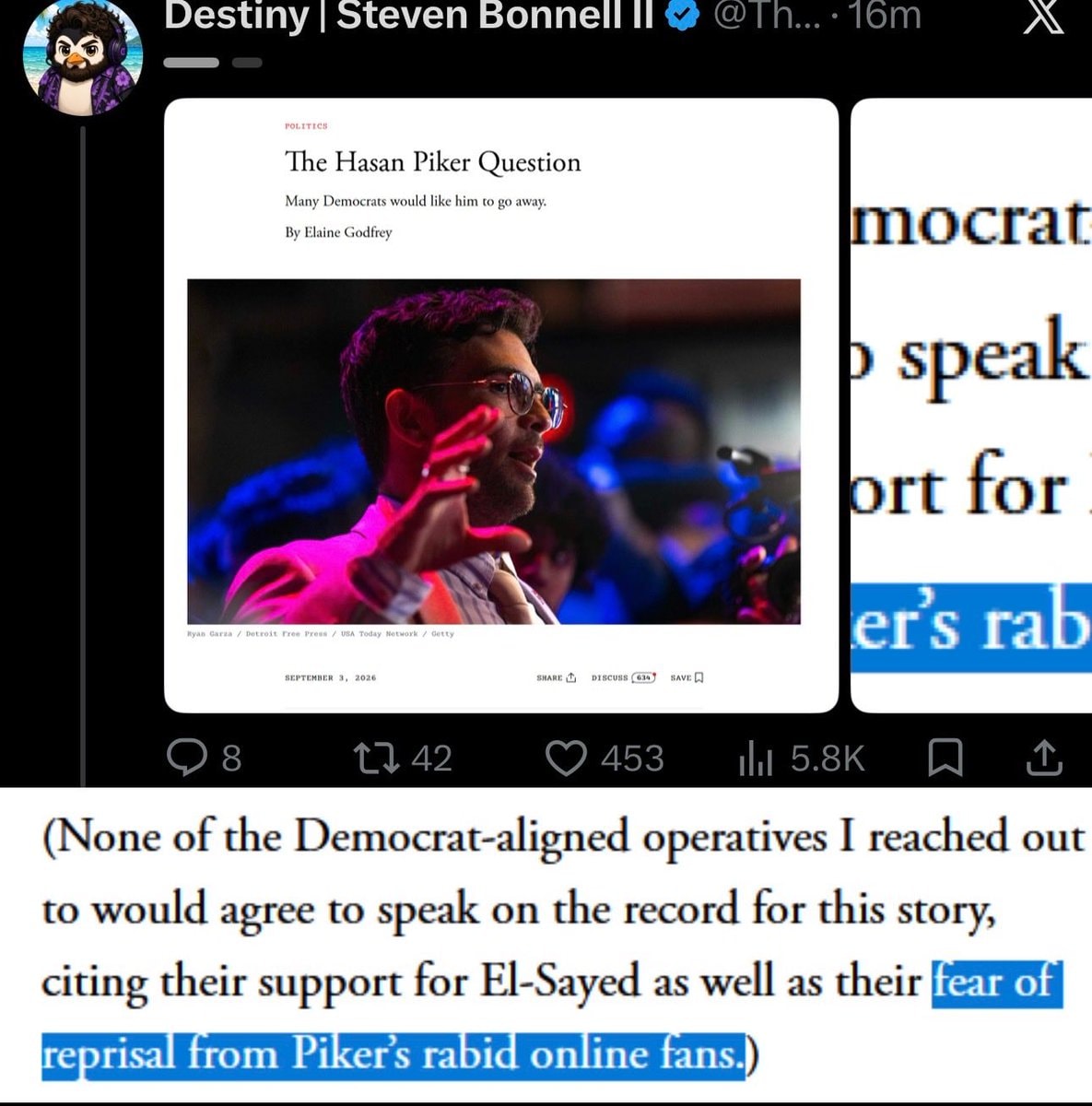 Hasan Piker Question Atlantic article