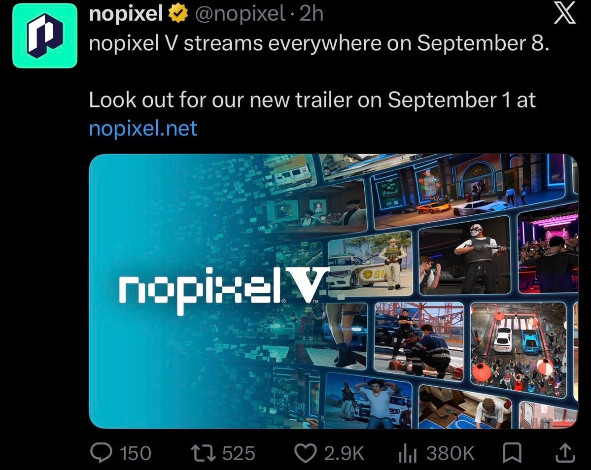 NoPixel V September 8 launch NoPixel V September 8 launch