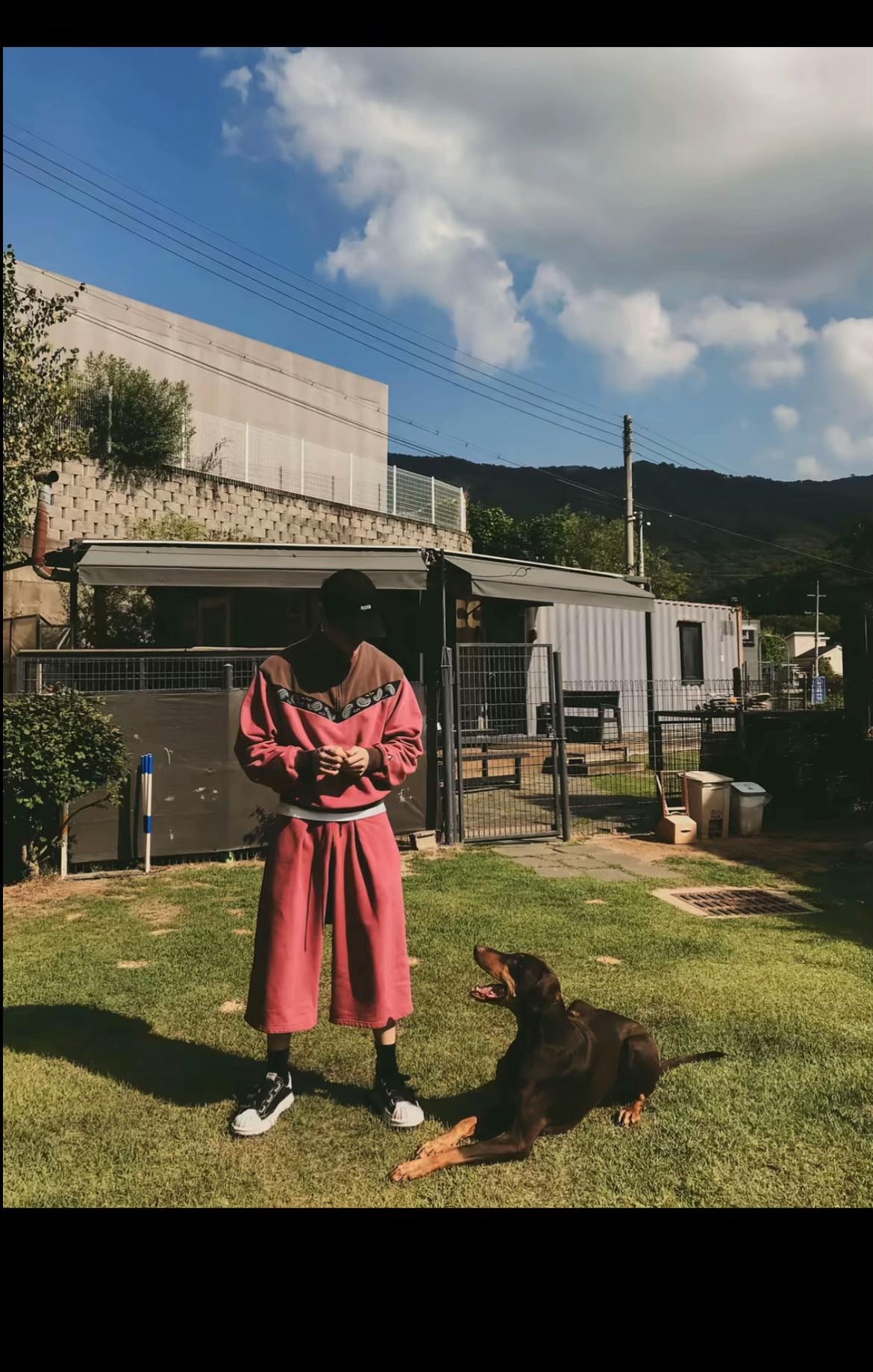 Jungkook in pink tracksuit
