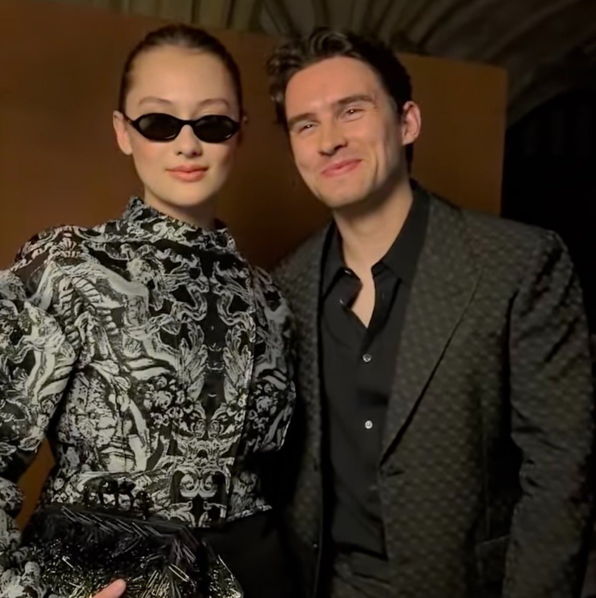 Lola Tung and Michael Johnston at Alexander McQueen